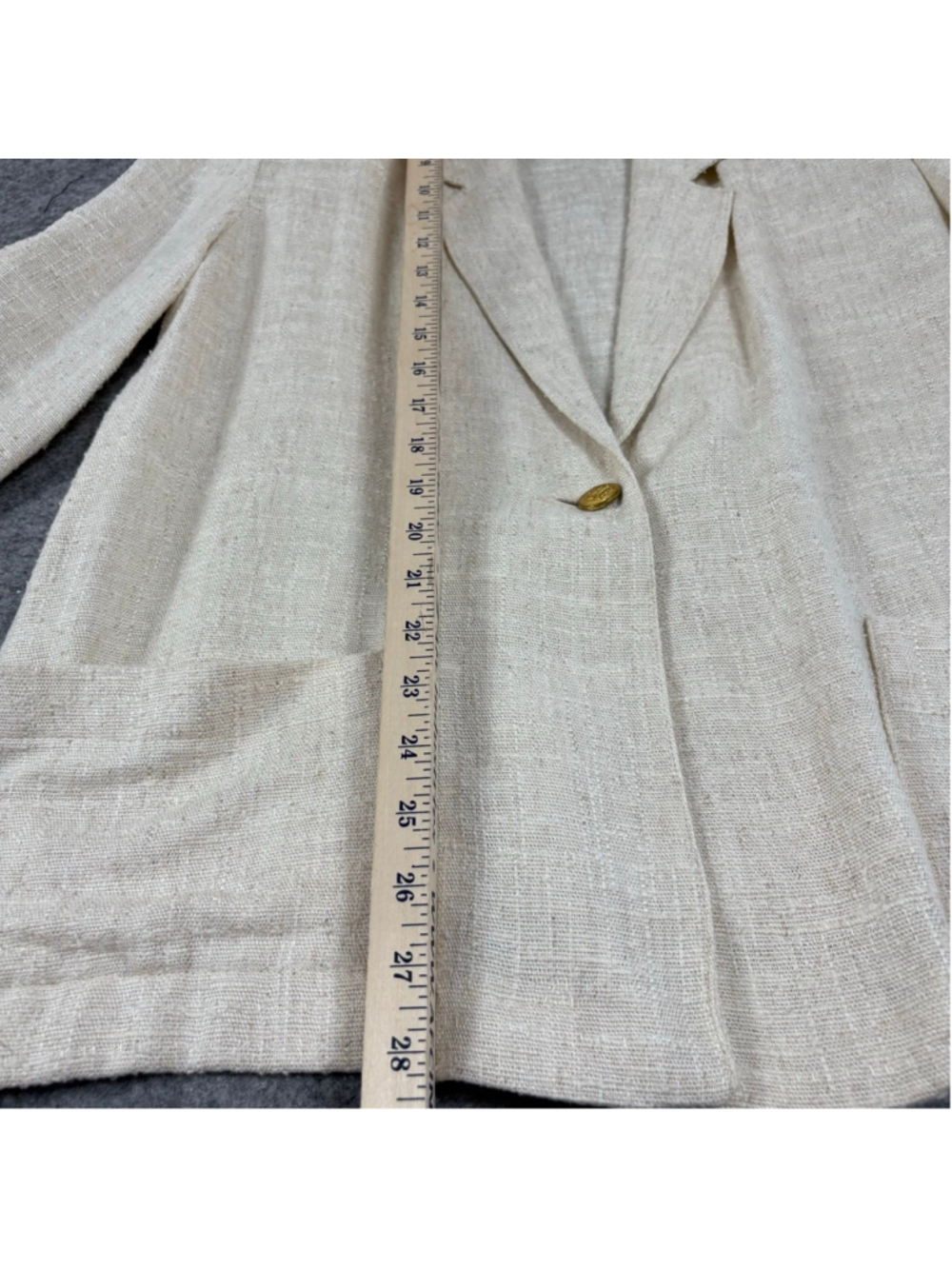 Vintage Rayon Linen Blend Blazer Petite 14 Cream Coastal Grandma - Picture 12 of 14